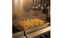 Fine Mesh Stainless Steel Fry Basket Rectangular Deep Fryer Basket Flat Base Kitchen Tool Reinforced Rim