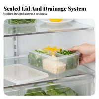 Draining crisper Box Stackable Lidded Produce container Clear View for Home Cooks
