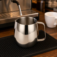 Pouring Spout Milk Frothing Pitcher Polished Finish Coffee Frothing Pitcher Side Handle Stainless Steel Milk Jug Rounded Body for Cafe