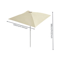 Light Beige Portable Outdoor Umbrella Silver-Coated Square Patio Umbrella Straight Pole Garden Sun Umbrella Pointed Top