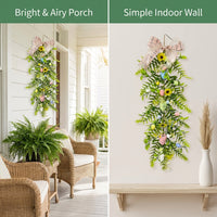Easter Wreaths for Front Door, Easter Garland Hanging, Easter Egg Garland Colorful Easter Garland Lively Colors Mantlepiece Flower Vine for DIY Crafters, Homeowners, Mantelpiece, Fireplace Mantle, Doorway