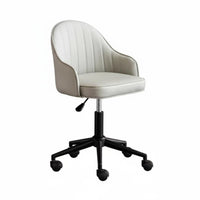 360-Degree Swivel Upholstered Rolling Chair Curved Back Support Desk Seat Ergonomic Design Seating Furniture Height Adjustable for Students, Office Workers, Adults, Study Room, Bedroom, Dormitory, Makeup Area