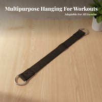 Exercise Gear Black Connector Strap Double D-Loop Woven Hanging Strap Heavy Duty Metal Rings for Bodyweight Training