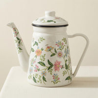 Glossy Finish Enamel Stovetop Kettle Long Spout Decorative Tea Pot Side Handle Enamel Kettle Induction Safe