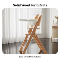 Adjustable Growth Chair Ergonomic Design Wooden Infant High Chair Easy to Clean for Young Children, Parents, Mealtime, Kitchen, Study Room