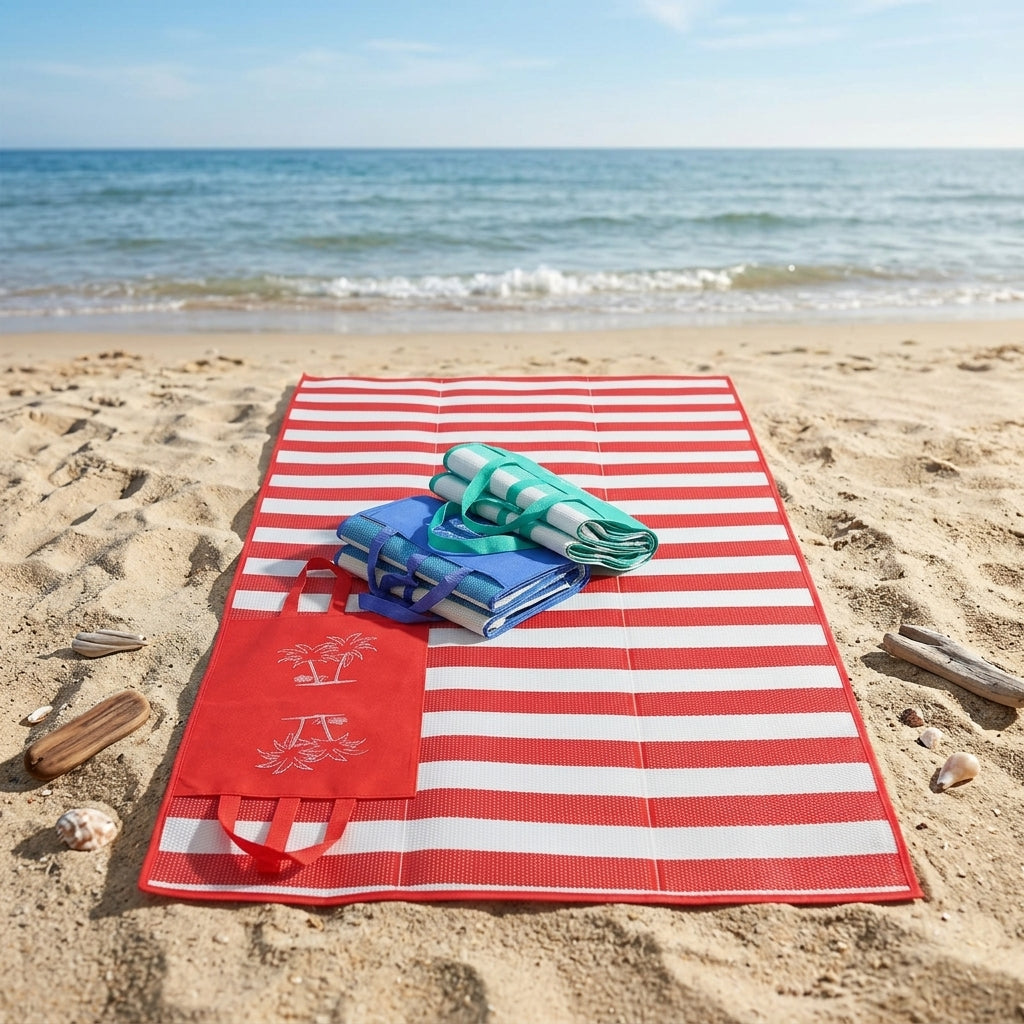 Picnic Blanket with Soft Flannel for Family Picnic, Waterproof Mat for Camping and Travel, Sandproof Beach Blanket and Camping Mat, Foldable Mat