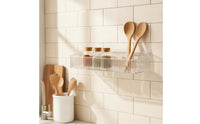 Transparent Adhesive Wall Shelf Clear Bathroom Organizer Waterproof Wall Mounted Shelf Compact for Vanity