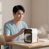 Twin Spray Mist Air Cooler Rapid Cooling Mini Air Cooler Compact Size Misting Fan Lightweight for Students, Office Workers, Dorm Room, Desk