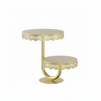 Lace Border 2 Tier Dessert Stand Multi-Functional Tiered Serving Stand Metal Food Display Rack for Wedding, Afternoon Tea, Party, Buffet