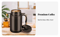 Stainless Steel Coffee Tumbler Thermal Cup Spill Resistant for Office