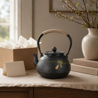 Cast Iron Teapot Textured Tea Pot Sturdy for Boiling Water