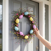 Easter Egg Wreath Festive Design Easter Wreath Easy to Hang Colorful Egg Hanging Decoration for Homeowners, Party Hosts, Entryway, Courtyard, Outdoor
