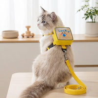 Pet Backpack Harness for Feline and Canine Use, Canvas Kitten Carrier with Reflective Strips for Outings and Pet Walking