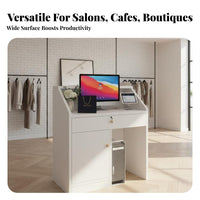 Space-Saving Shop Front Desk Versatile Modern Front Desk Sturdy Construction Modern Reception Table Easy Assembly for Shop Owners, Receptionists, Salon Employees, Boutique, Office, Lobby