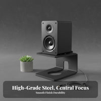 Heavy Duty Desktop Speaker Stand Stable Design Bookshelf Speaker Riser Sturdy Steel Construction High-Fidelity Audio Rack Anti-Slip for Audiophiles, Gamers, Home Theater, Gaming Setup