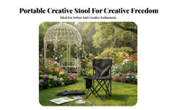 Foldable Folding Sketching Stool Easy to Carry Portable Artist Chair Sturdy Frame Collapsible Chair with Backrest Anti-Slip Feet for Art Students, Fishermen, Picnic, Hiking, Garden