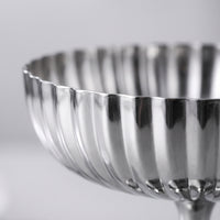 Stemmed Dessert Bowl Polished Stainless Steel Bowl with Pedestal Shatterproof Fluted Dessert Dish for Hosts, Cafes, Home Entertaining, Dinner Parties