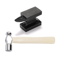 Small Single-Horn Anvil Base for Jewelry Making with Metal Ball Peen Hammer