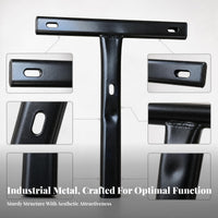 Oblong Holes T-Shaped Chair Back Rod Rounded Ends Office Chair Back Rod Metal T-Shaped Bar Steel Bar Black