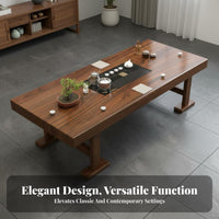 Water Drainage System Solid Wood Gongfu Tea Table Elegant Design Chinese Design Tea Table Set Thick Tabletop Home Furniture Traditional Craftsmanship for Asian Culture Enthusiasts, Office Professionals, Homeowners, Living Room, Reception Area, Balcony