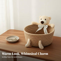 Cute Cottontail Storage Basket Handmade Hare Storage Basket Hare Desktop Bin Handmade Decorative for Infants, Entryway, Bedroom