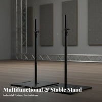 Stable Base Adjustable Speaker Stand Anti-Slip Feet Studio Monitor Floor Stand Safety Lock Floor Speaker Mount Cable Management Hole for Audio Professionals, DJs, Musicians, Events, Stage, Home Theater