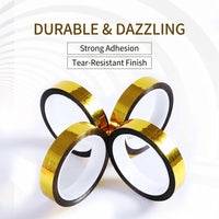 Gold Foil Decorative Tape for Gift Wrapping, Self Roll for Kids Crafts and DIY Projects, Wedding Party Decoration, 50 Meter Length, 0.05MM Thickness