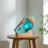 Ocean-Themed Resin Night Light Tabletop Epoxy Resin Night Light Sculptural Creative for Nightstand