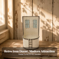 Cream Distressed Planter Pot Rustic Iron Planter Distressed Flower Pot
