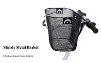 Built-in Handle Quick Release Bike Basket Easy Installation Detachable Metal Mesh Basket Lightweight for Commuters, Shoppers, Market Trips