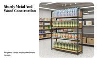 Supermarket Display Rack Sturdy and Sturdy Double Sided Gondola Shelving High Load Capacity Multi-Tier Store Shelf for Retailers, Shop, Pharmacy