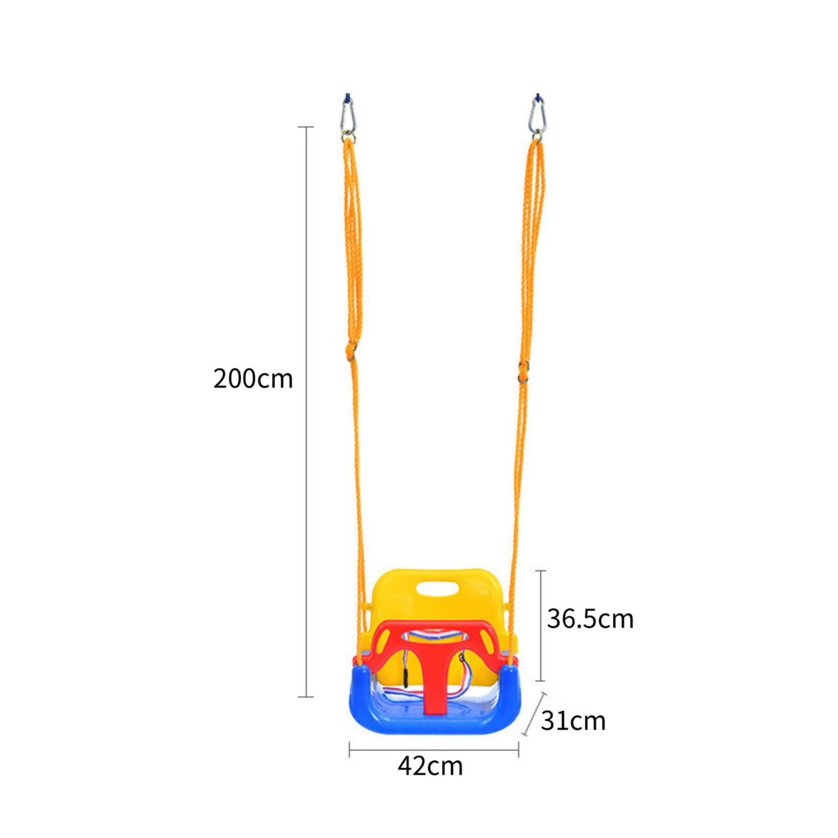 High Backrest Children's Swing Seat Safety Bar Kids Swing Seat Braided Ropes Play Equipment Central Grip Opening for Outdoor, Indoor