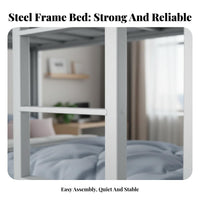 Steel Bunk Bed Space-Saving Heavy Duty Bunk Bed Frame High Weight Capacity Dormitory Furniture for Students, Adults Quarters, Hostel, Apartment