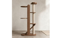 Wooden Cat Climber Climbing Tree Walnut Finish Cat Climbing Towers Structure Diagonal Ramp Pet Accessory
