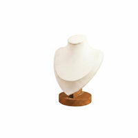 Long-Lasting Necklace Display Bust Soft Textile Finish Mannequin Necklace Stand Solid Wood Base Jewelry Bust Display for Dressing Table