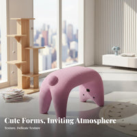petShaped Ottoman Sturdy Wooden Legs petShaped Pouf Fuzzy Texture Low Stool for Parents, Pet Owners, Entryway, Living Room, Playroom