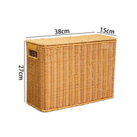 Lidded Wicker Basket Woven Texture Narrow Storage Bin Easy to Clean for Corner