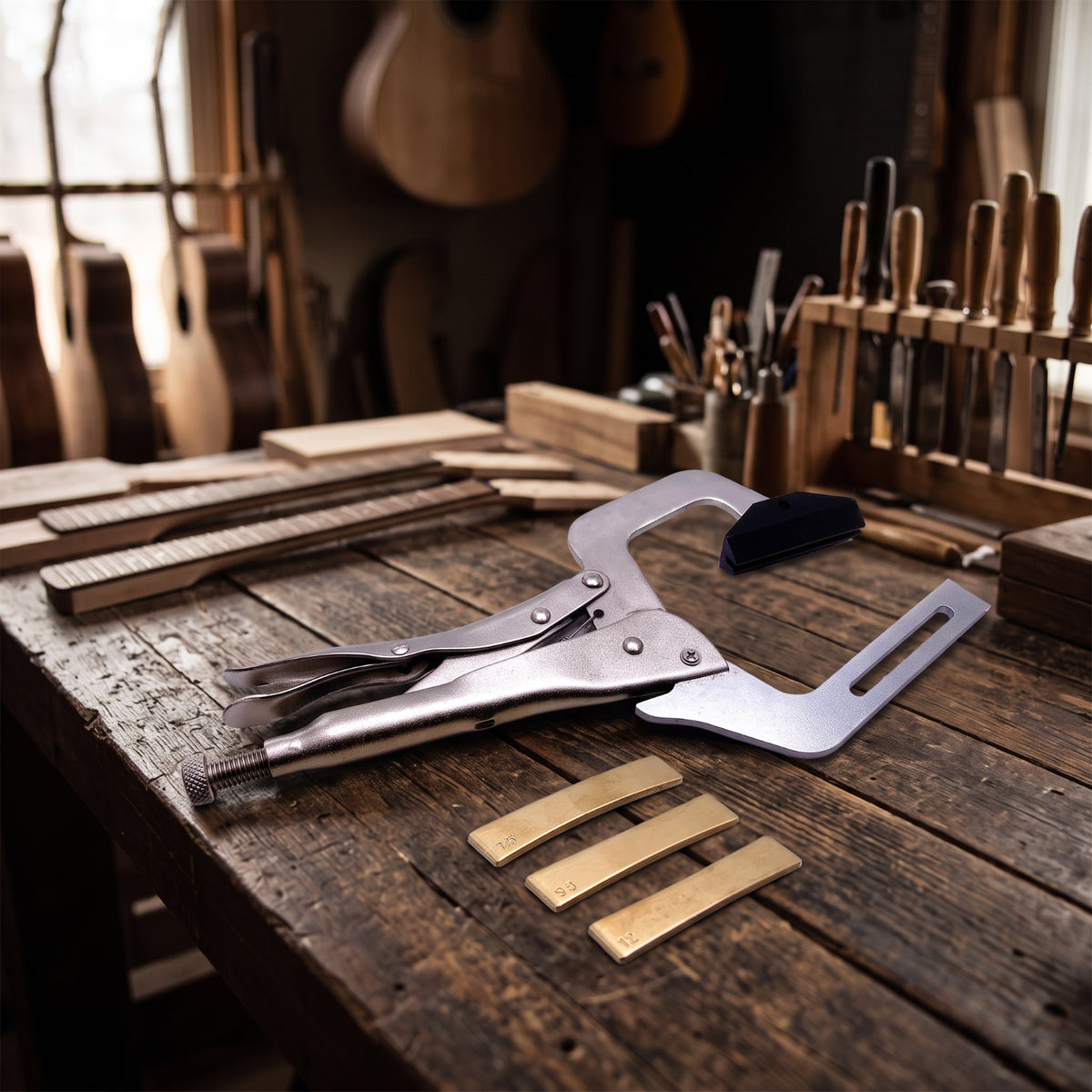 Fret Press with Curvature Inserts Adjustable Handheld Fret Simple to Use to Use Fretting Tool for Instrument Workshop