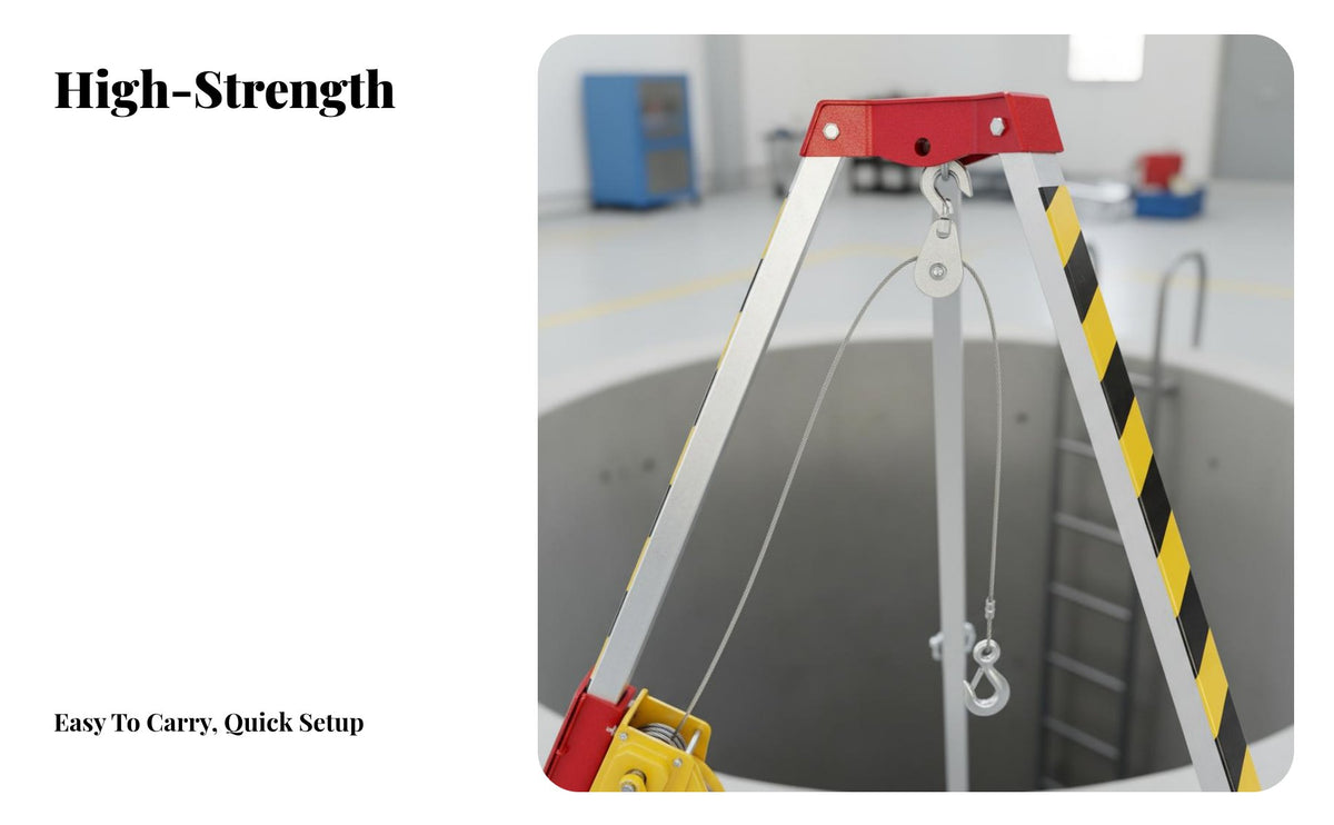 Retrieval Tripod Adjustable Legs Retrieval Tripod with Winch High Stability for Emergency Responders, Utility Workers, Manholes, Tunnels