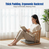 Raised Floor Mat Chair, Thickened Seat, Armless Wooden Backrest, Japanese Style, For Bedroom, Bay Window, Living Room