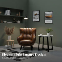 Single-Seater Wooden Frame Accent Chair Light Luxury Aesthetic Armchair Space-Saving Seating Furniture Ergonomic Design for Apartment Dwellers, Homeowners, Readers, Balcony, Living Room, Bedroom, Reading Nook