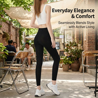 Leggings for Women UK High Waist Gym Ice Silk Nylon Trousers for Summer Workout, No Front Seam Pants with Elastic