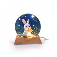 Acrylic Night Light with Wooden Base Illuminated LED Night Light Printed