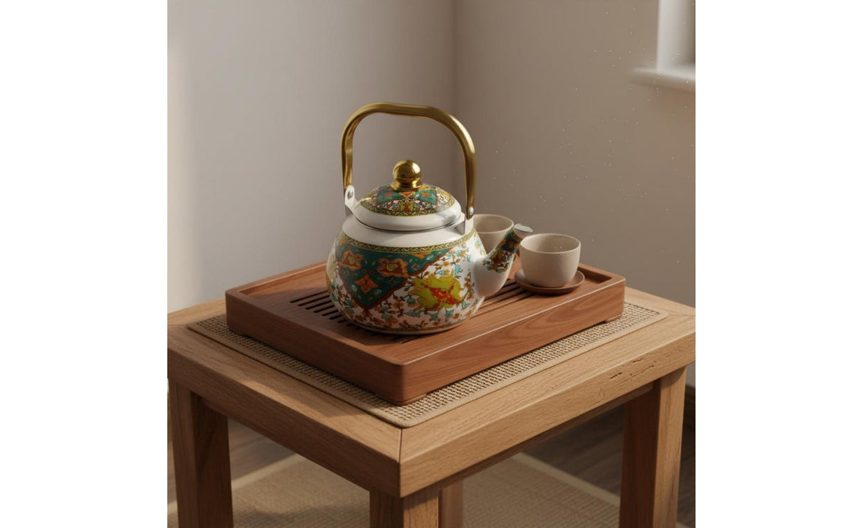 Enamel Teapot High Temperature Resistant Stovetop Teapot Stovetop Tea Kettle with Infuser Lead Safe Kitchenware Vintage Design
