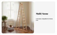 Herringbone Ladder Sturdy Wooden A-Shaped Ladder Heavy Duty Fir Wood Stepladder for Construction Workers, DIY Enthusiasts, Indoors, Warehouse, Outdoor