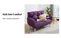 Space Saving 3-in-1 Convertible Loveseat Foldable Design Adjustable Futon Couch Easy Assembly Sofa Bed Long-Lasting Construction for Apartment Dwellers, Young Adults, Homeowners, Balcony, Small Areas, Bedroom