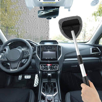 Washable & Reusable Pads Telescopic Windshield Cleaning Tool Lightweight Design Long Handle Glass Cleaning Brush Anti-Slip Grip Microfiber Defogging Wand for Trucks