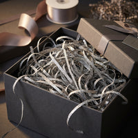 50g Glitter Black Shredded Paper, Sparkly Hamper Filling, Crinkle Cut Raffia Ribbon Grass for Easter Baskets, Gift Box Packaging, Wedding Favours & DIY Crafts