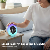 Silent Operation Digital Clock Night Light Snooze Function Bedside Music Clock Large Screen Display for Children, Teens, Dormitory, Desk