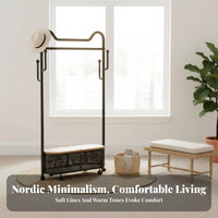 2-in-1 Design Rolling Mirror with Clothes Rail Full-Length View Rolling Mirror with Coat Rack Multi-Functional Bedroom Furnishing Modern Minimalist design for Apartment Dwellers, design Lovers, Homeowners, Entryway, Dorm Room, Clothing shop